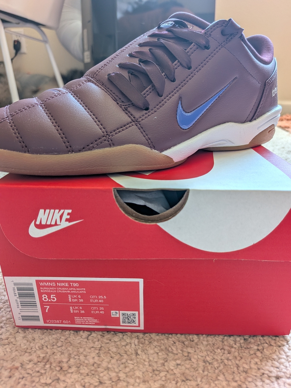 Nike Women's T90 Leather Trainer - Mauve/Purple